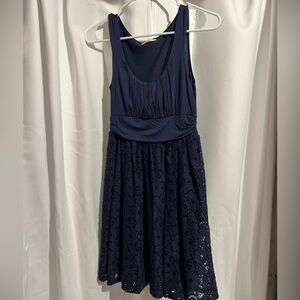 Elegant Navy Blue Lace Dress